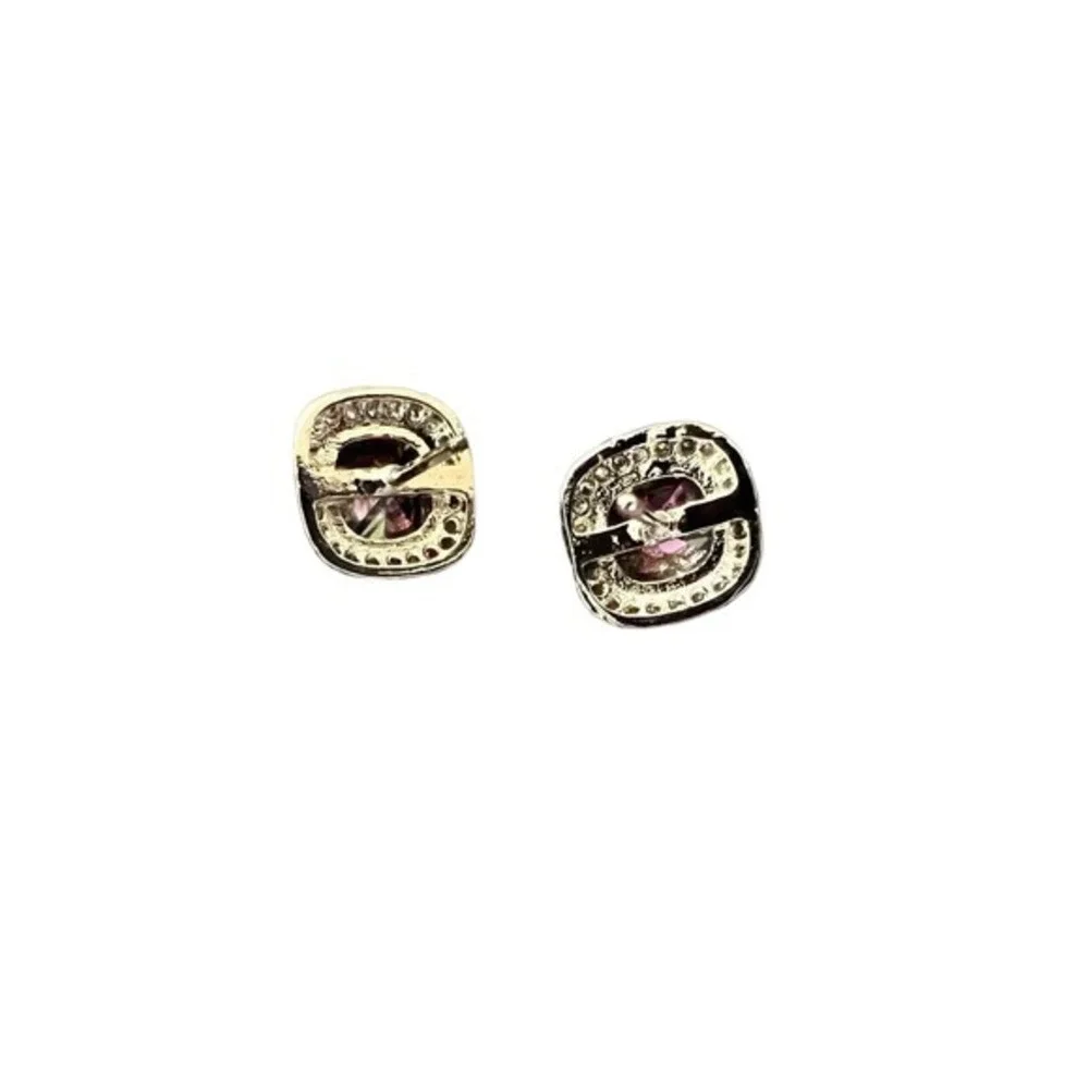 Women’s  Silver Tone Rainbow Mystical Fire‎ Topaz Fashion Stud Earrings
